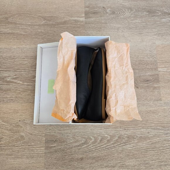 Quince Italian Leather Glove Ballet Flats Size 7.5 Blck Nappa Leather New in Box - Picture 12 of 15